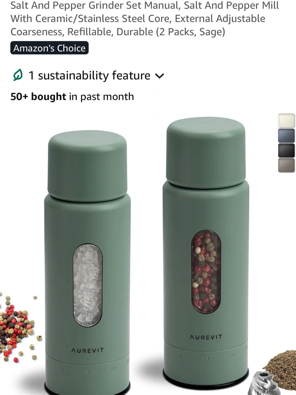 Amazon Olive Green Silicone Spice Grinder Mill